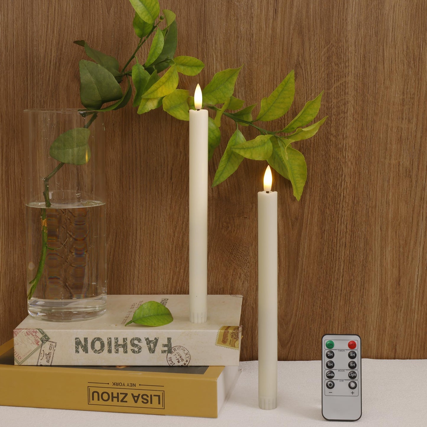 SEHNSY Ivory Flameless Taper Candles with Remote and Timer, 10.1" Battery Operated Candle with Flickering Flame, Led Flameless Candlesticks for Christmas, Weddings, and Indoor Decor, 2 Pack