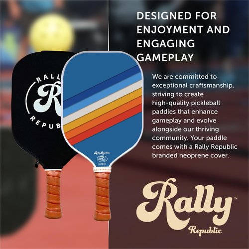 Rally Republic Officially Licensed Pickleball Paddle - USA Pickleball Association Approved Racket - Lightweight Honeycomb Core, Carbon Fiber Exterior, Premium Leather Grip for Comfort