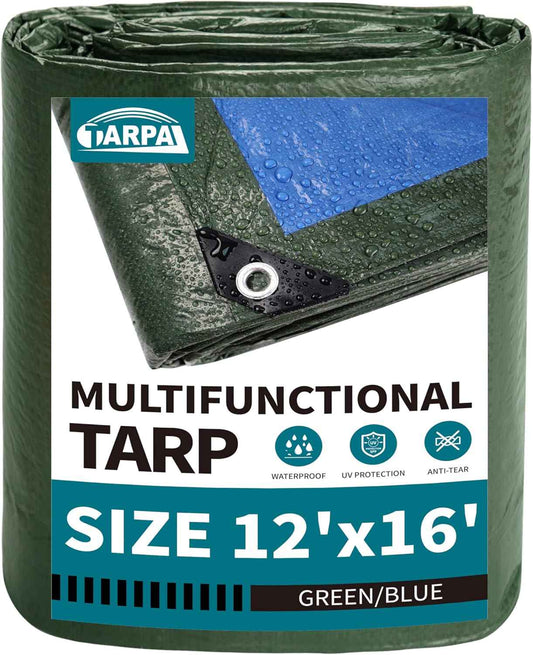 20x30 Feet Waterproof Green Tarp - Heavy-Duty Multipurpose Cover for Outdoor Use