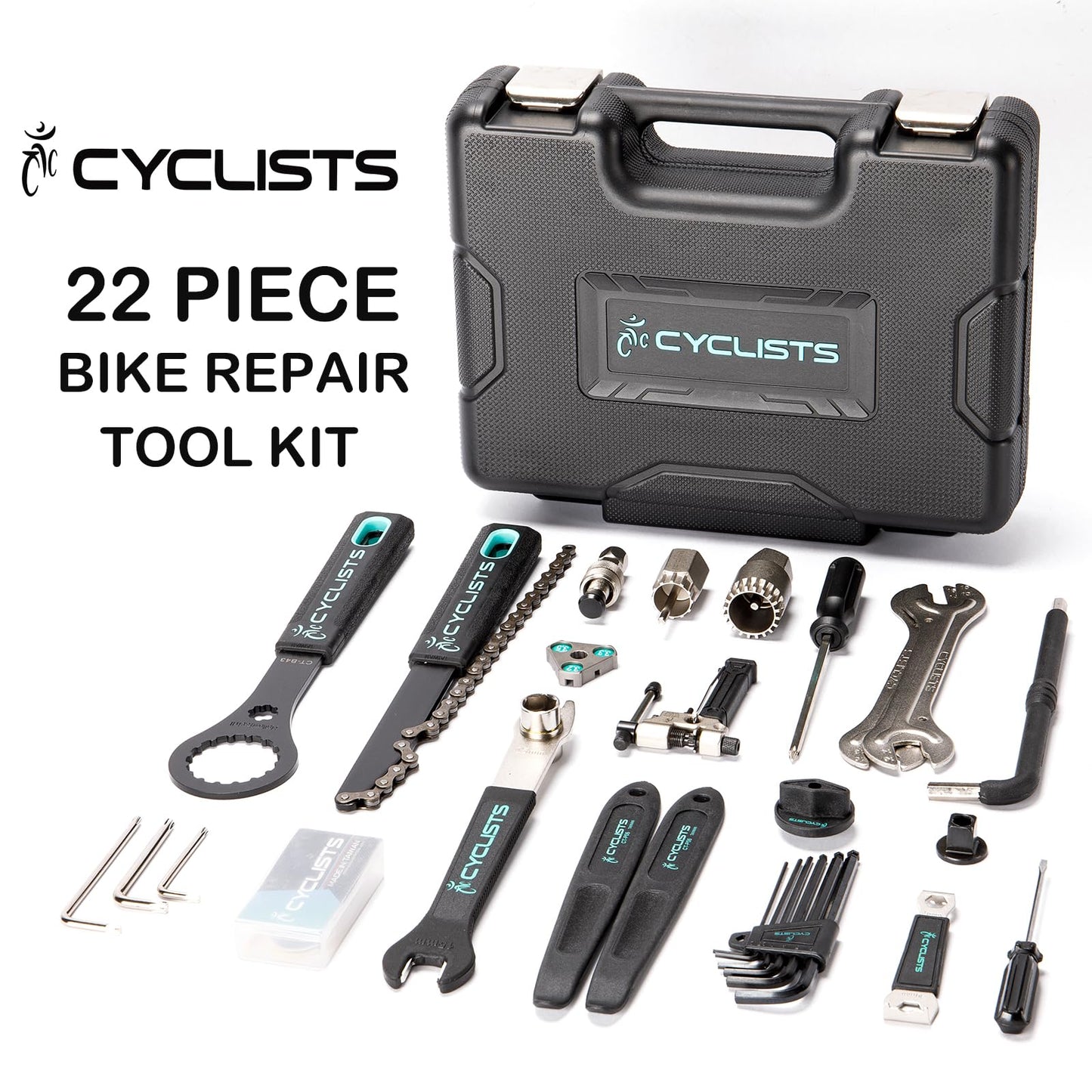 Bike Tool Kit with Storage Case - 22 PCS Bicycle Repair Tool Set Portable Tools Box - Bike Maintenance Tools for Road Bikes and Mountain Bikes
