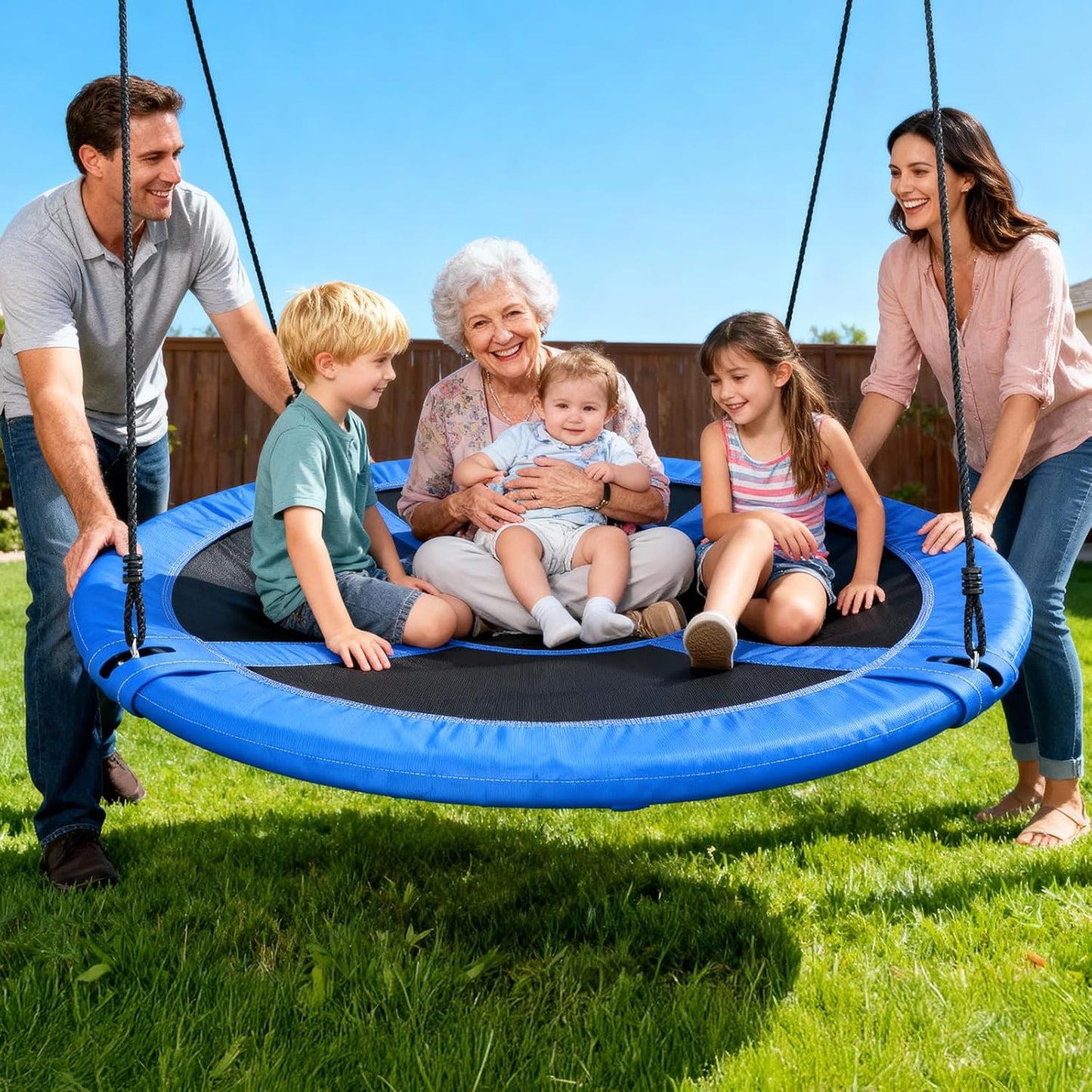 Trekassy 60" Large Saucer Tree Swing - Waterproof 900D Oxford Fabric | Includes 2 Hanging Straps