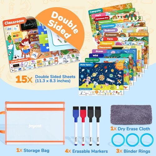 JoyCat Seek & Find Game Books - Engaging Preschool Learning Activity for Ages 3-5 | Perfect Travel Toy for Road Trips and Airplanes