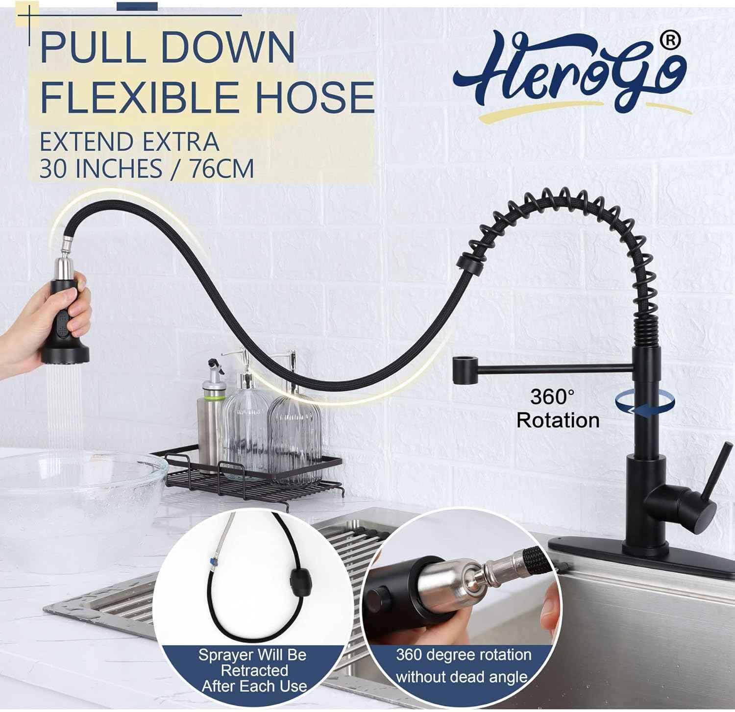 Touchless Kitchen Faucet with Soap Dispenser & Pull Down Sprayer - Commercial Grade Brushed Nickel