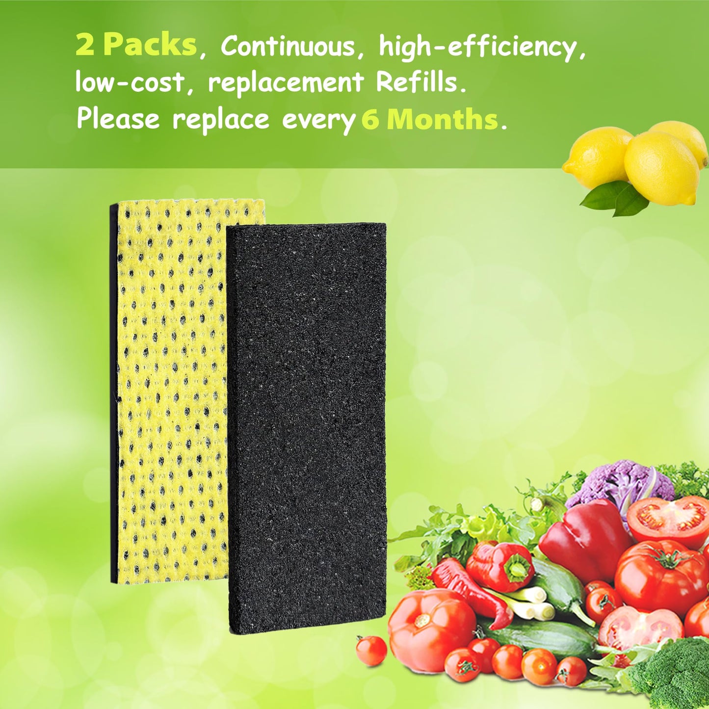 2 Pack Replacements for Frigidaire PureAir PK-2 Produce Keeper Plus FRPAPK2RF; Antioxidant Filter Compatible with GRMC2273BF, GRMC2273BD, GRMG2272BF, GRMN2872AF, GRMS2773AF, GRMC2273CF, GRMC2273CD
