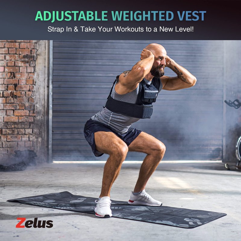 ZELUS 23lb Weighted Vest with Adjustable Weights for Exercise, Weight Vest for Men, Workout Vest for Home Workouts Cardio Strength Training Weight Loss (23lb-Iron Bar)
