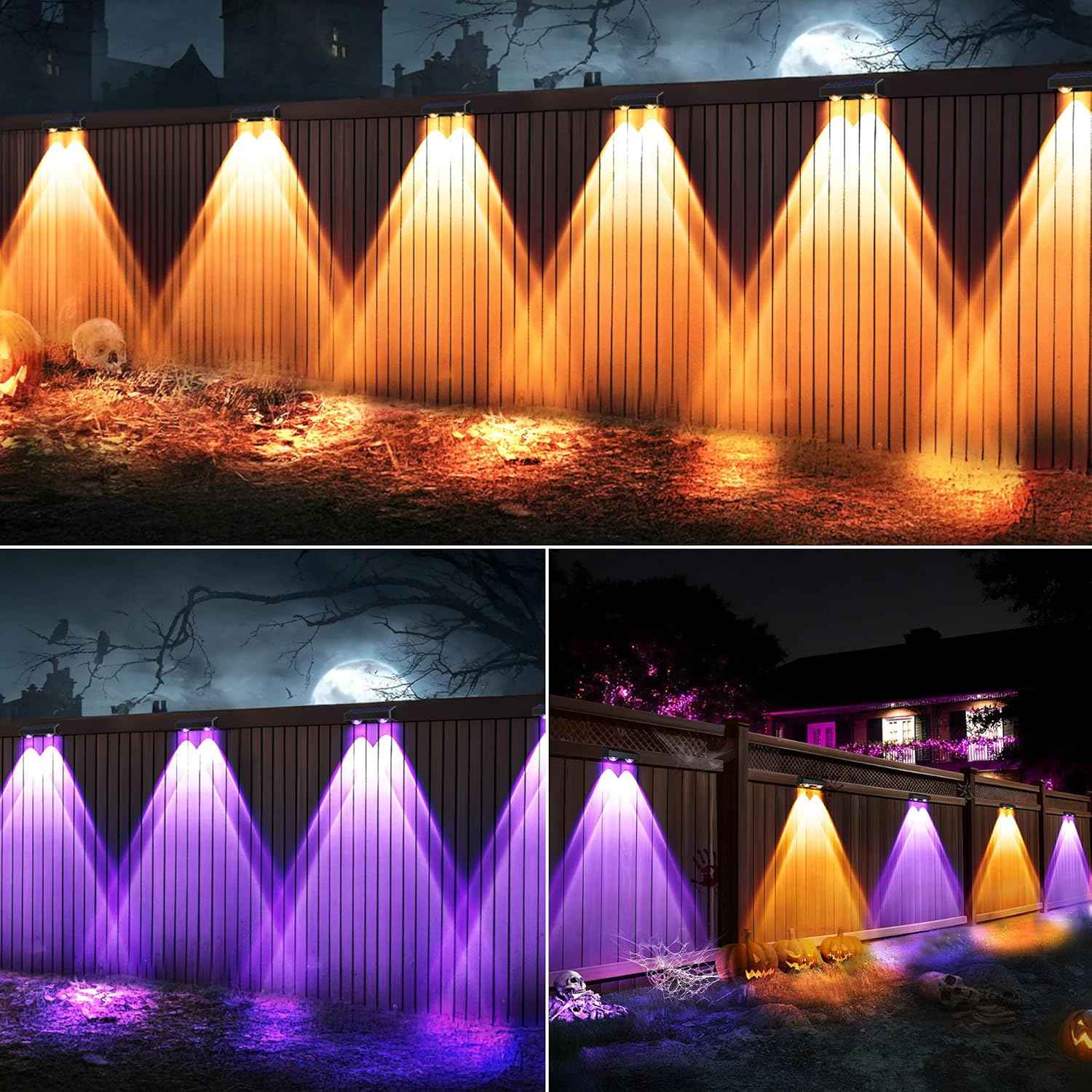 Brizled 12-Pack Solar Fence Lights – RGB & White Color-Changing Outdoor Wall Lights, IP65 Waterproof for Decks & Stairs