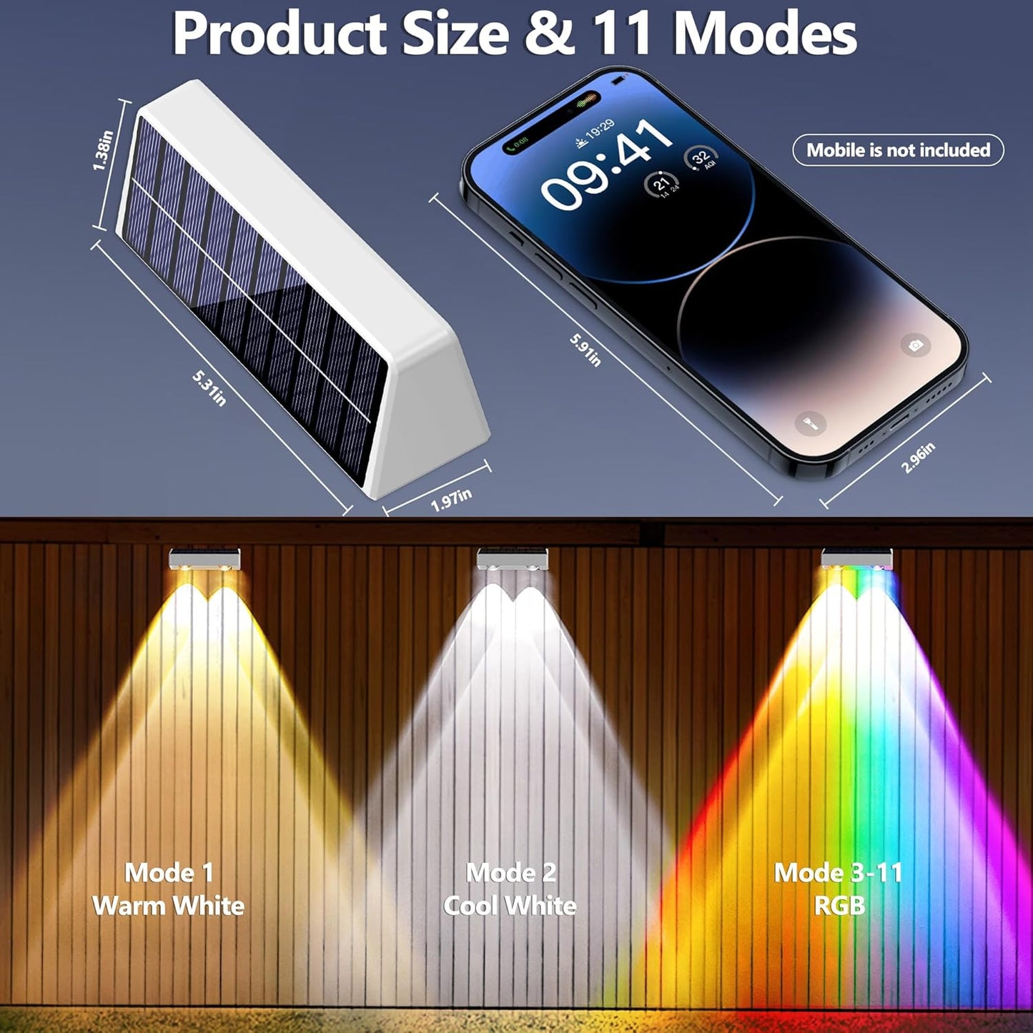 Brizled 12-Pack Solar Fence Lights – RGB & White Color-Changing Outdoor Wall Lights, IP65 Waterproof for Decks & Stairs