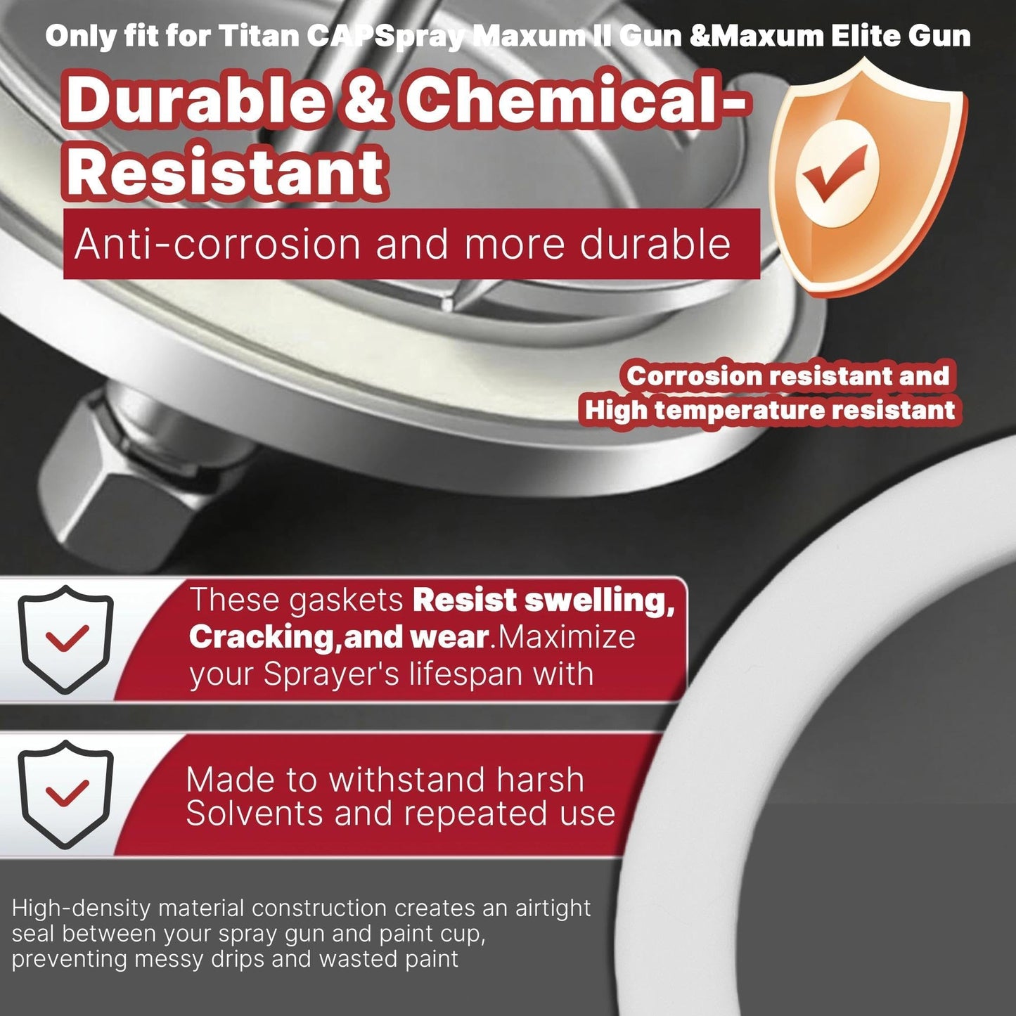 Yudylg 6-Pack Spray Paint Cup Gaskets - Precision Seals for Titan CAPSpray Maxum II Gun & Maxum Elite Gun | Replaces 0297052 & 297052 | Leak-Proof Paint Sprayer Parts