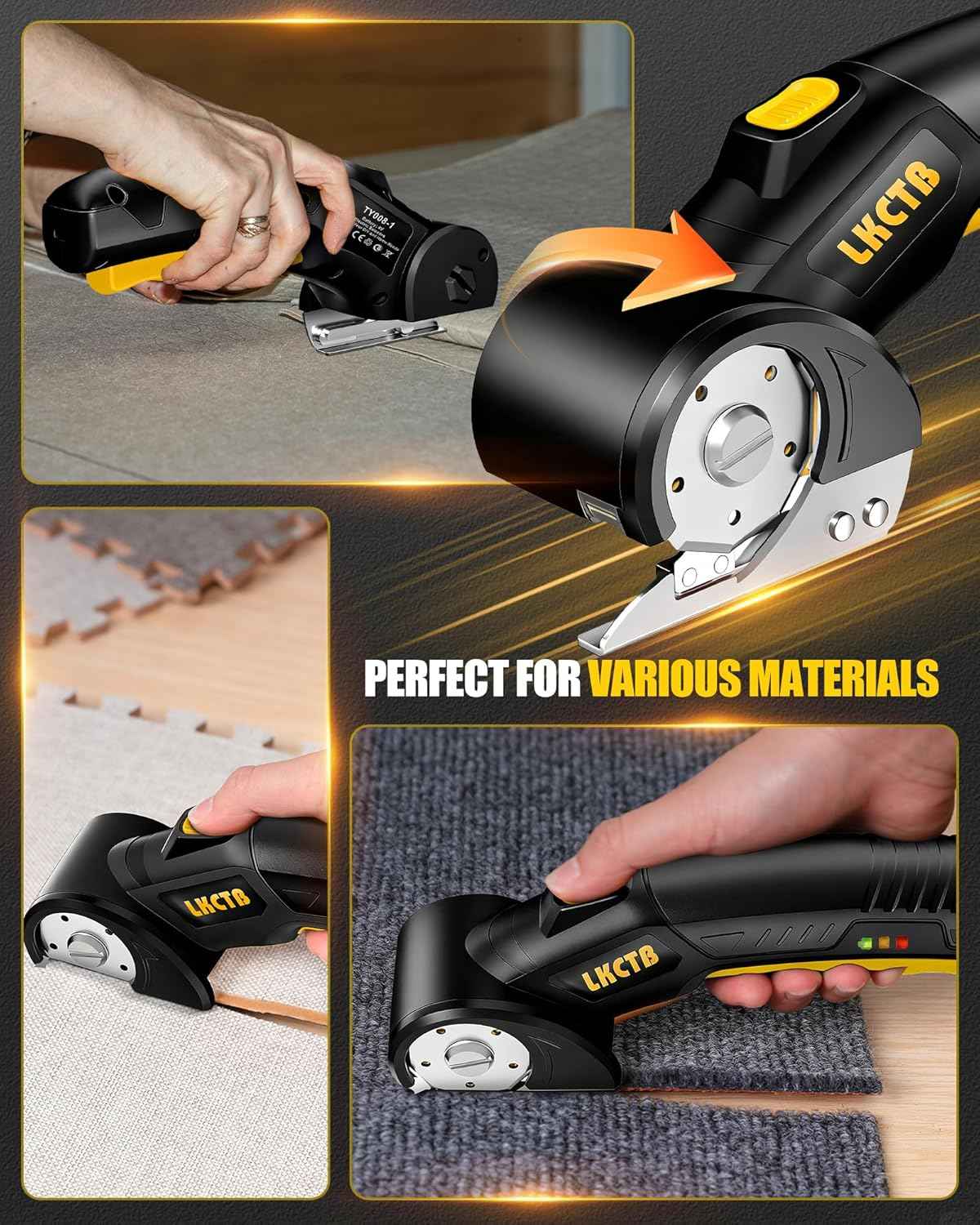 Rechargeable Electric Cardboard Cutter Scissors with LED Light & Tungsten Steel Blade
