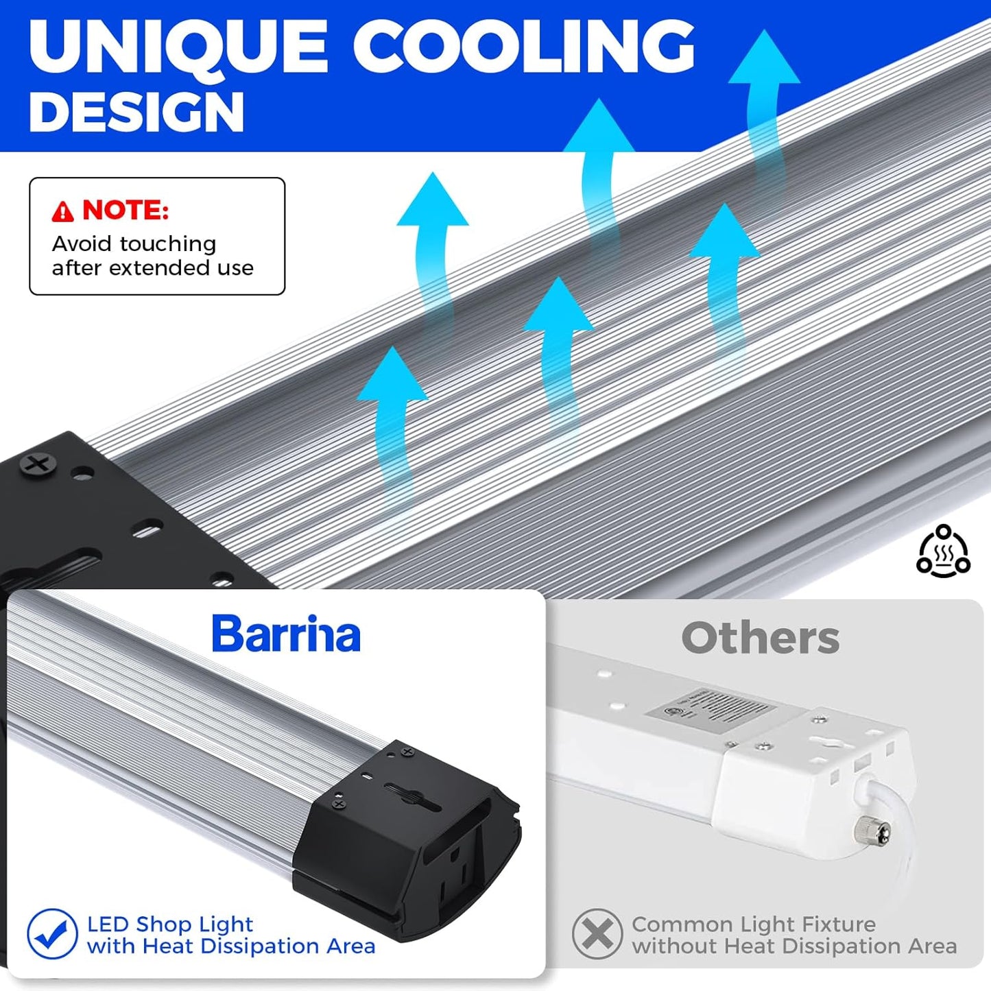 Barrina 10000LM LED Shop Light Fixture - 4FT, 84W, 5000K, Linkable, ETL Approved for Garage & Workshop