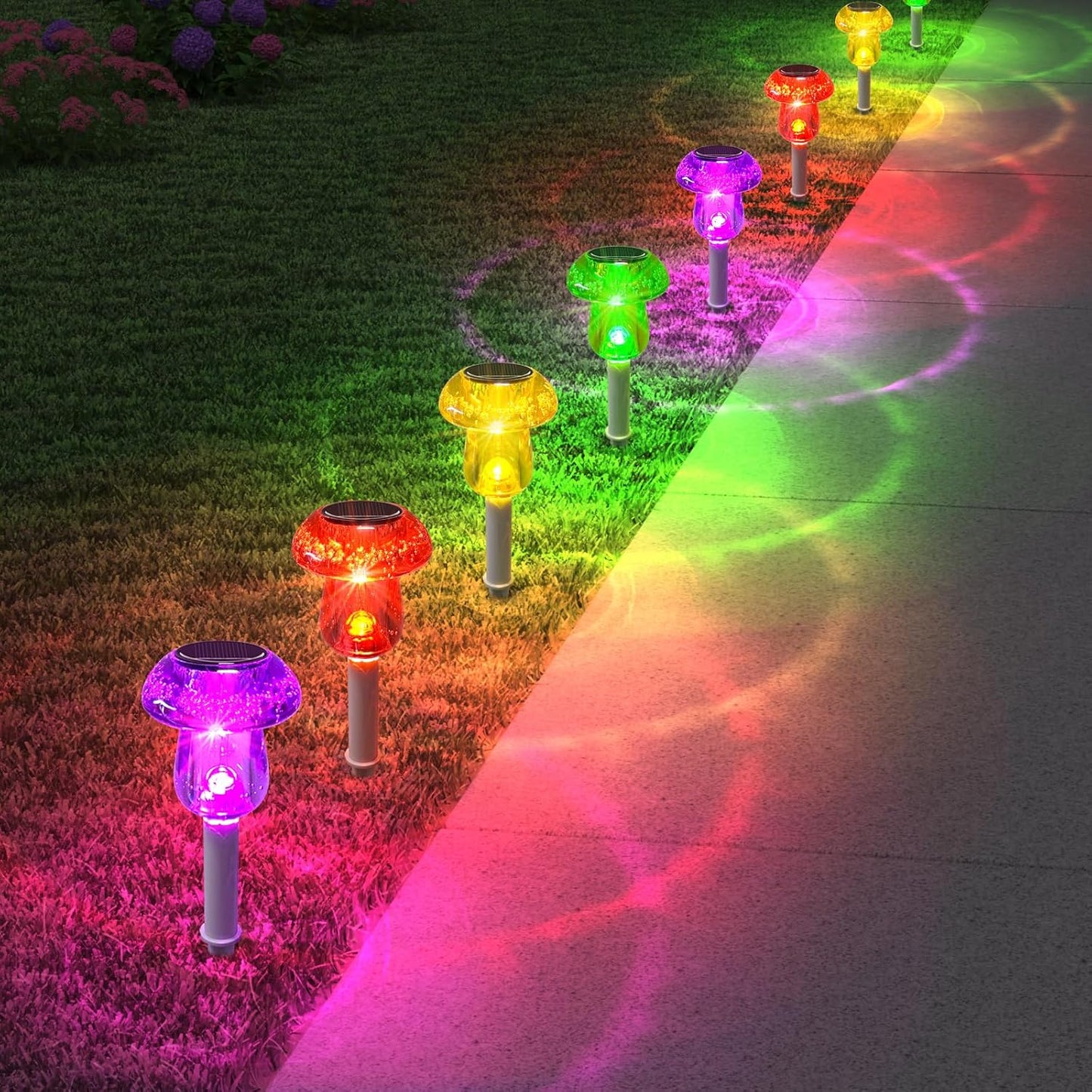 16 Pack Solar Powered Mushroom Lights - Waterproof LED Garden Pathway Lighting for Yard & Landscape Decor (Purple)