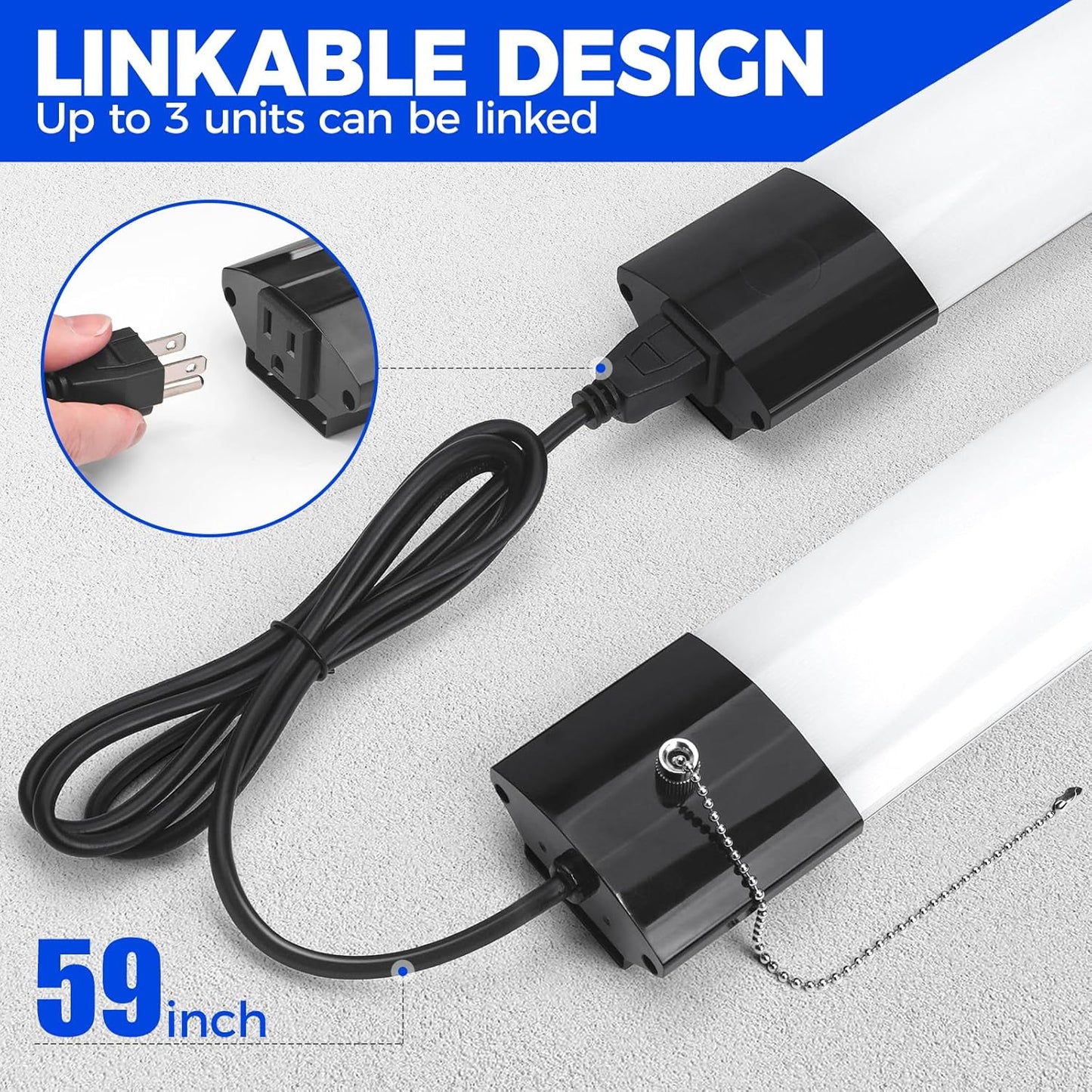 Barrina 10000LM LED Shop Light Fixture - 4FT, 84W, 5000K, Linkable, ETL Approved for Garage & Workshop
