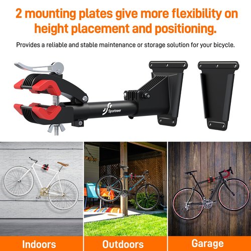 Sportneer Bike Repair Stand: 360 Rotatable Wall Mounted Removable Bike Clamp - Adjustable Home Bicycle Maintenance Stand with 2 Mounting Plates for Diameter of 1-1.6’’ Bicycle