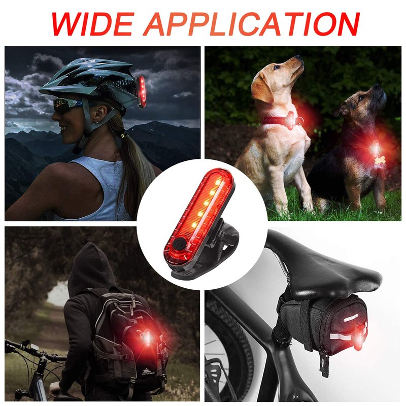 YUERWOVER 2 Pack USB Rechargeable LED Bike Tail Light Bicycle Rear Cycling Night Essential Reflector Seat Back Safety Lamp 4 Modes Waterproof Bright Warning Flash MTB Light for Men Women Kids