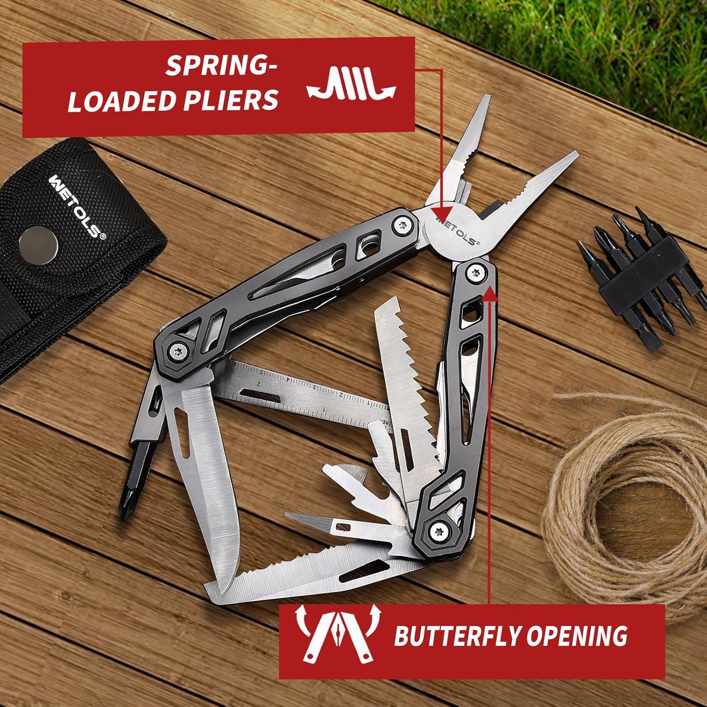 WETOLS 21-in-1 Multitool with Pocket Knife & Pliers - Perfect Christmas Gift for Men & Dads, EDC Survival Gear