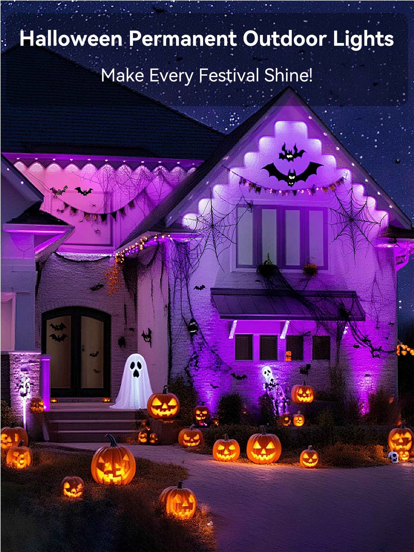 Permanent Outdoor Lights, 100FT RGB IP67 Waterproof Eaves Lighting, Smart LED Outside House Lights with App/Remote Control for Halloween, Christmas Decor, Holiday, Party, Daily, All Year-Round