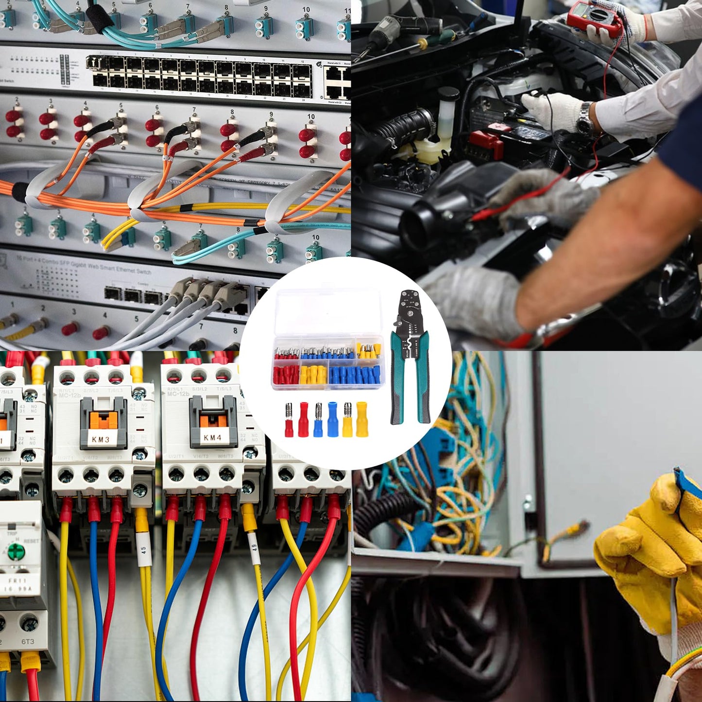 TYJ Bullet Wire connectors Kit with Crimp/Stripping/Cutting Multifunction Wire Crimping Tool 22-10 AWG Male and Female Electrical Wiring Crimp Terminal Connectors Kit