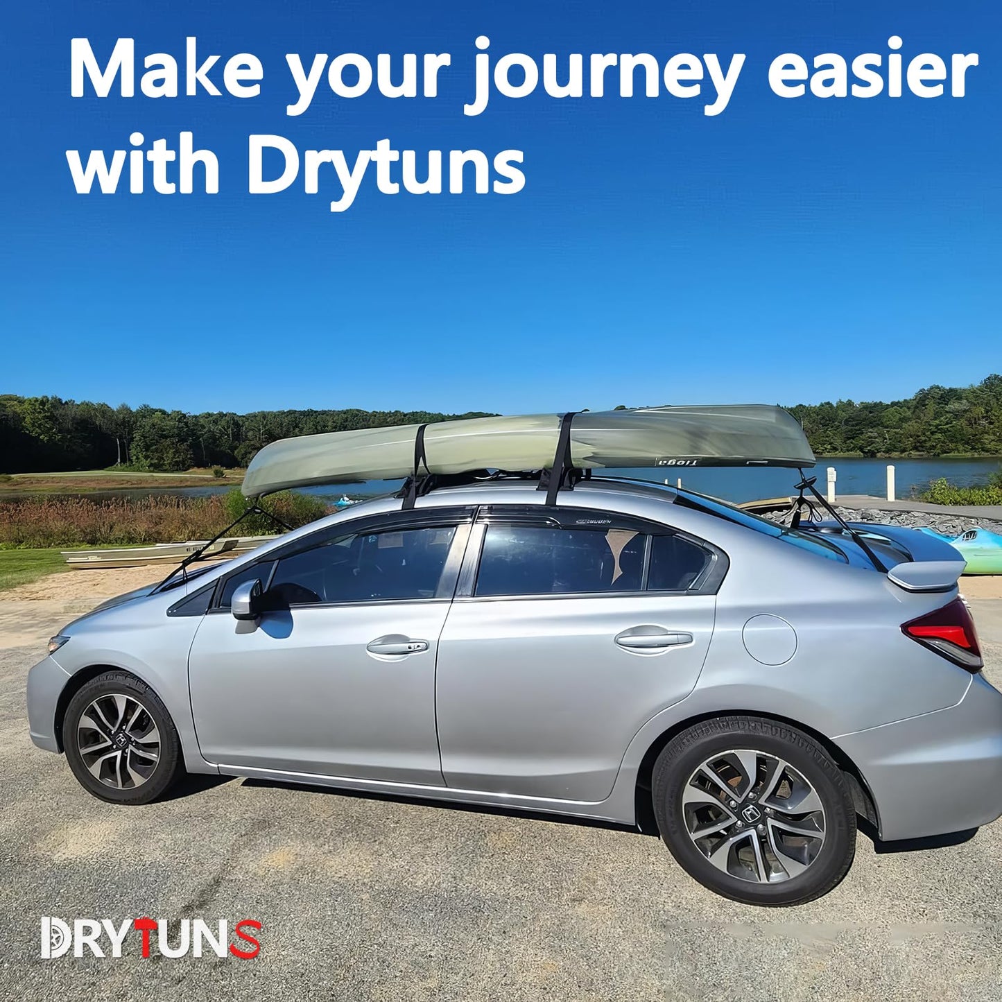 Drytuns Surfboard Rack for Car, Paddle Board Car Rack, Surf Racks for Cars, Universal Soft Roof Racks for Kayak SUP Canoe, Complete Set