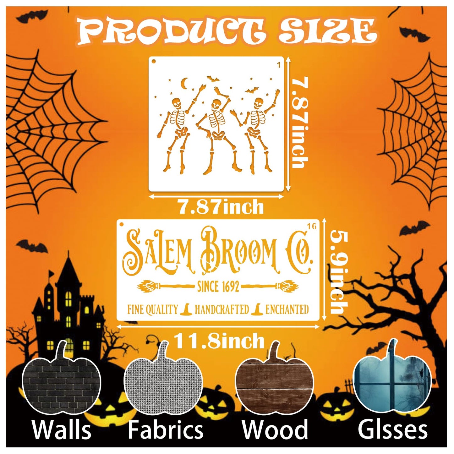 Halloween Stencils for Door Mats Large Halloween Rug Doormat Stencil for Painting on Wood Crafts Shirts Reusable Glass Door Hanger Sign (spooky18)