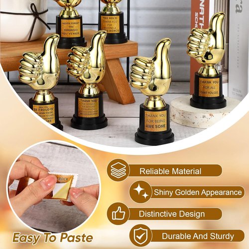 Highergo 24 Pcs Gold Thumbs Up Award Trophies - 5 Inch Plastic Cups for Employee Rewards & Party Favors