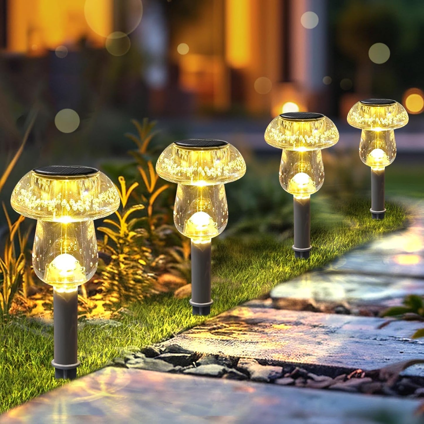 16 Pack Solar Powered Mushroom Lights - Waterproof LED Garden Pathway Lighting for Yard & Landscape Decor (Purple)