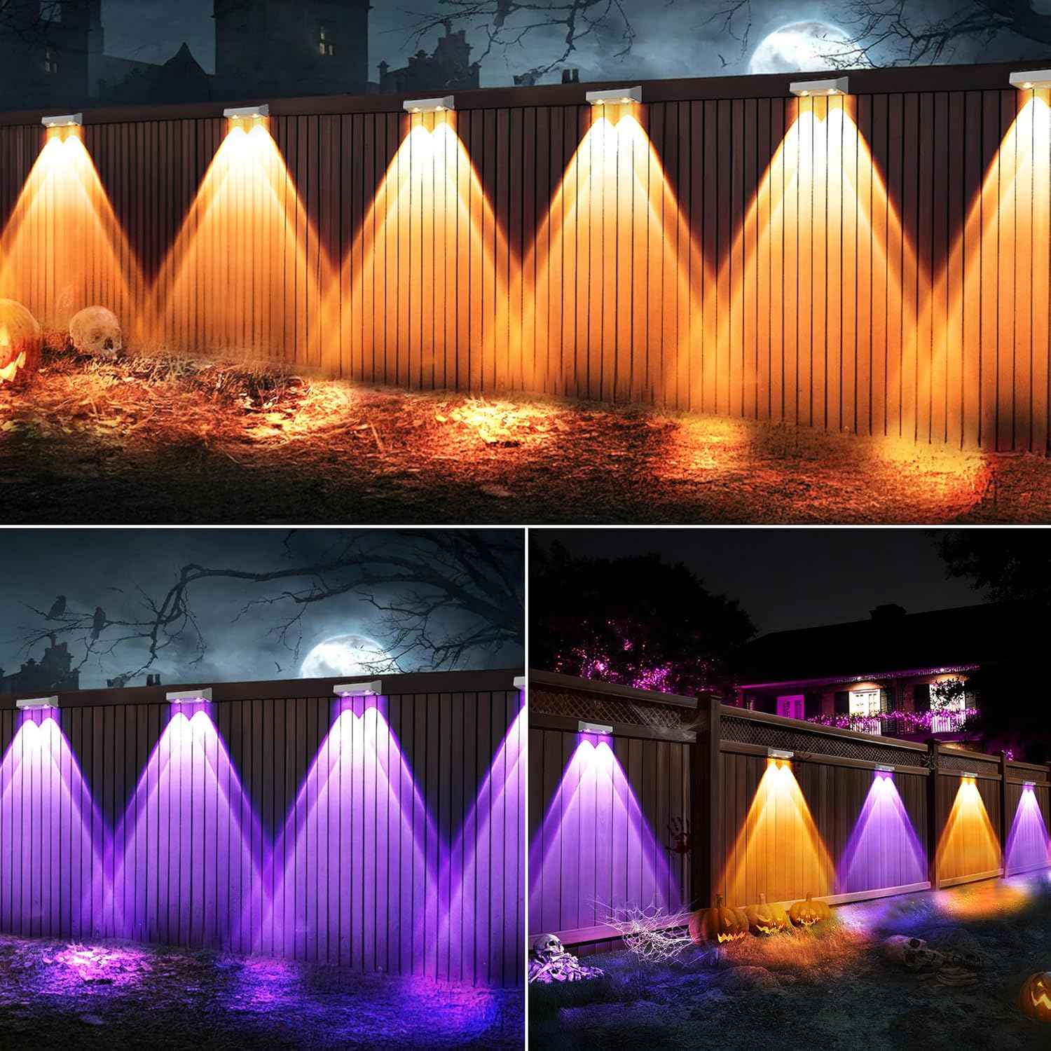 Brizled 12-Pack Solar Fence Lights – RGB & White Color-Changing Outdoor Wall Lights, IP65 Waterproof for Decks & Stairs