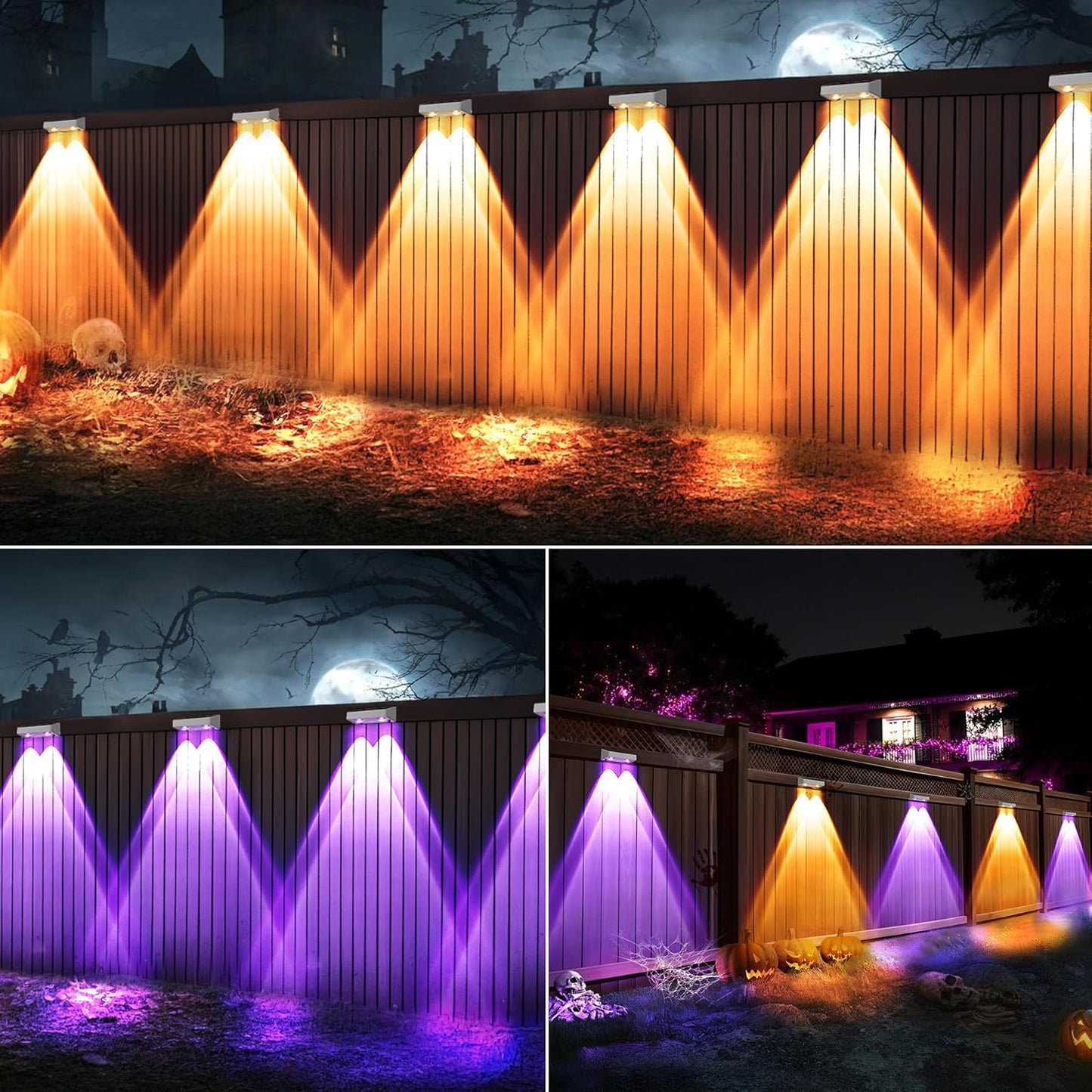 Brizled 12-Pack Solar Fence Lights – RGB & White Color-Changing Outdoor Wall Lights, IP65 Waterproof for Decks & Stairs