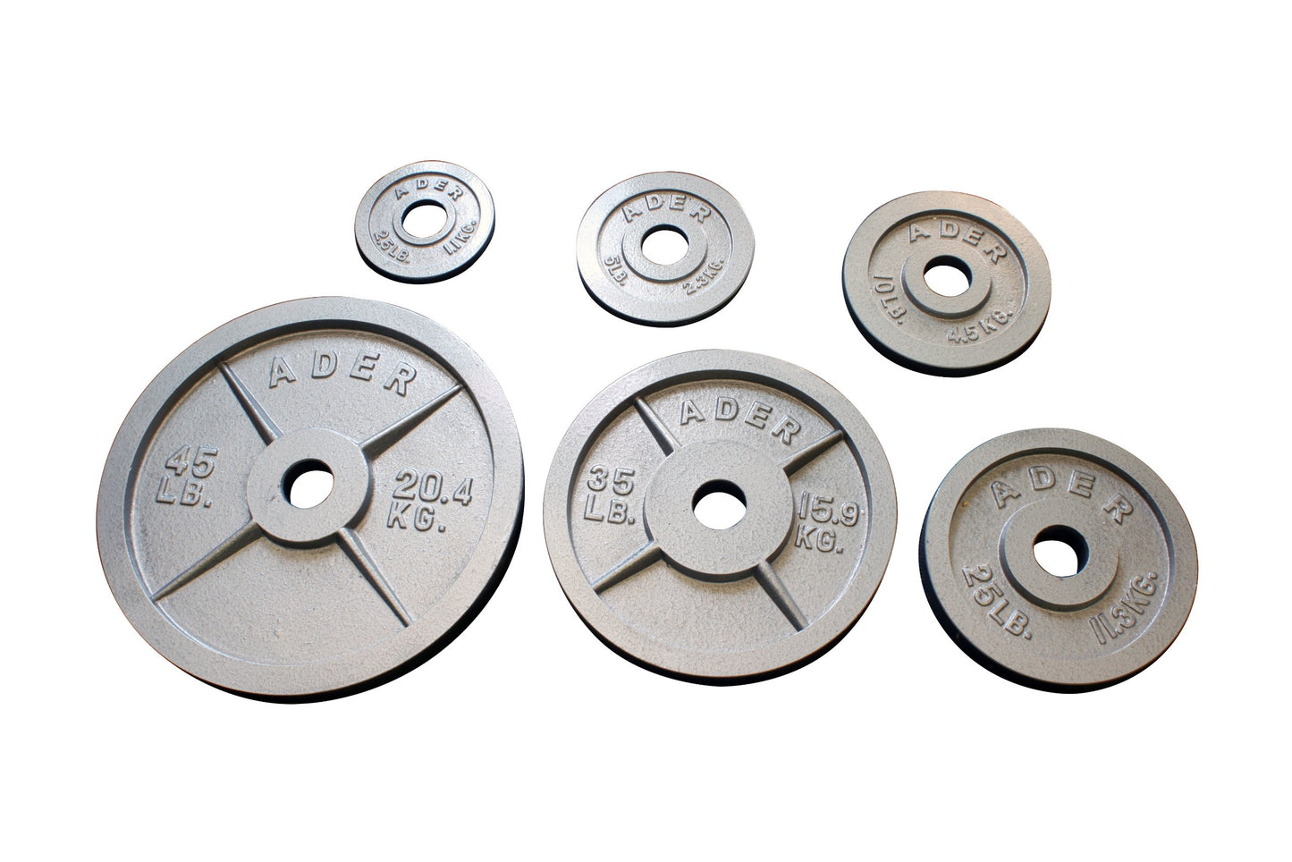 Ader Sporting Goods Olympic Plate (Gray Machine Finished, 5 Lb) Sold as Pair.