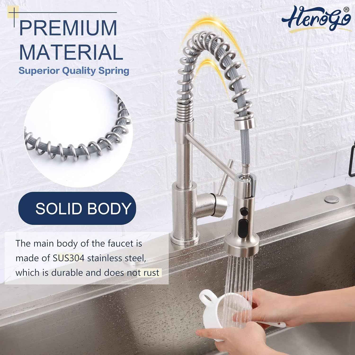 Touchless Kitchen Faucet with Soap Dispenser & Pull Down Sprayer - Commercial Grade Brushed Nickel