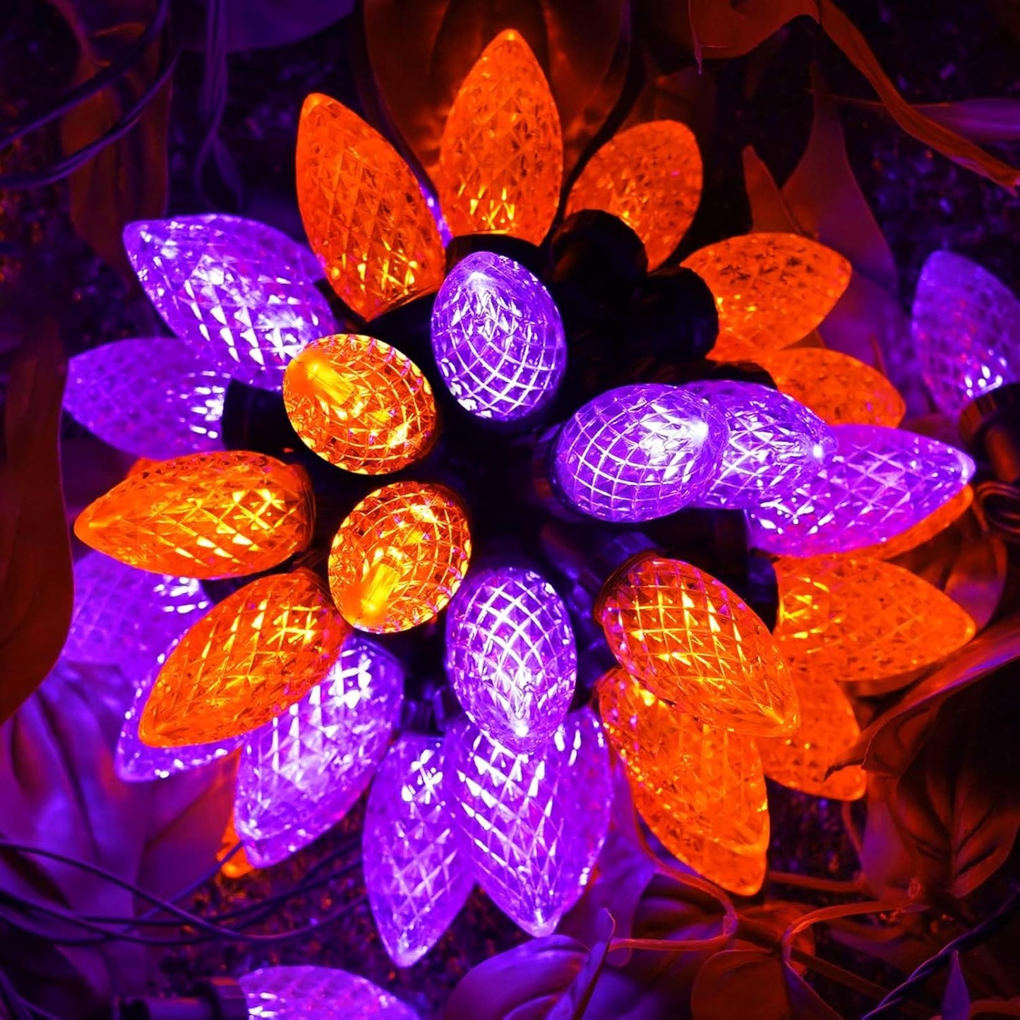 100 LED Orange & Purple C9 Halloween String Lights - Waterproof, 98FT, 13 Modes for Indoor/Outdoor Party Decor