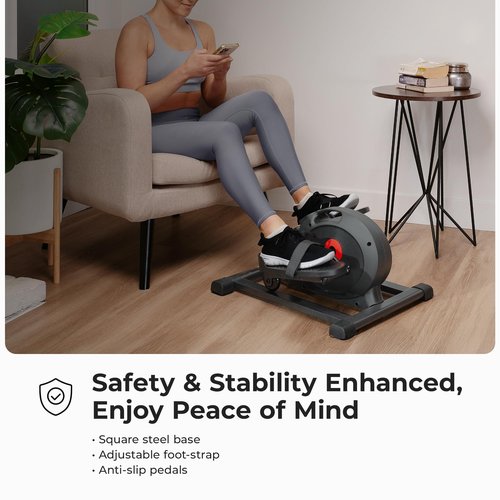 Sunny Health & Fitness Smart Under-Desk Elliptical Trainer, Mini Pedal Equipment for Senior Low-Profile Workout, Cycle Cardio Training at Home/Office, Free SunnyFit App Bluetooth Connect - SF-E324029