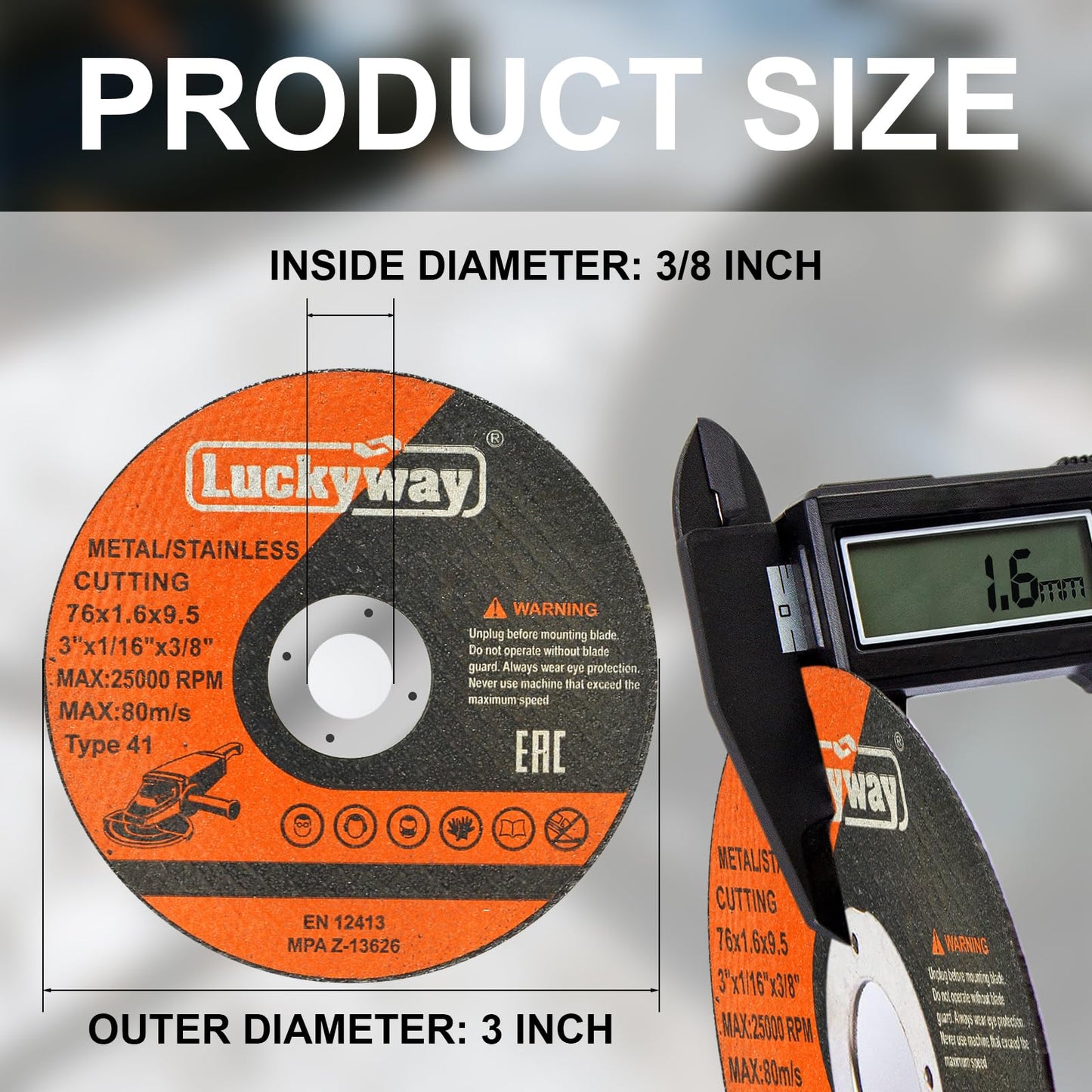 Luckyway Cut-Off Wheel, 4-1/2"x.045 x7/8" Cutting Wheel, Angle Grinder Cut Disc for Metal and Stainless Steel Cutting - 12 Pack