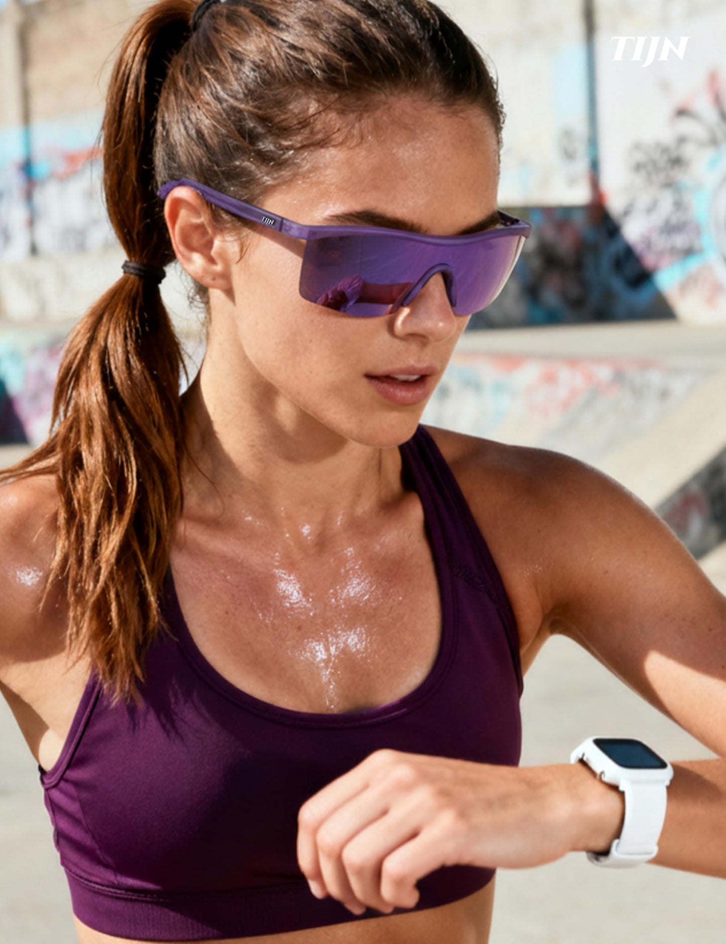TIJN Anti-Slip Sports Sunglasses for Men Women, UV400 Running Baseball Cycling Golf Hiking Fishing Wrap Around Outdoor Glasses, Mechapulse