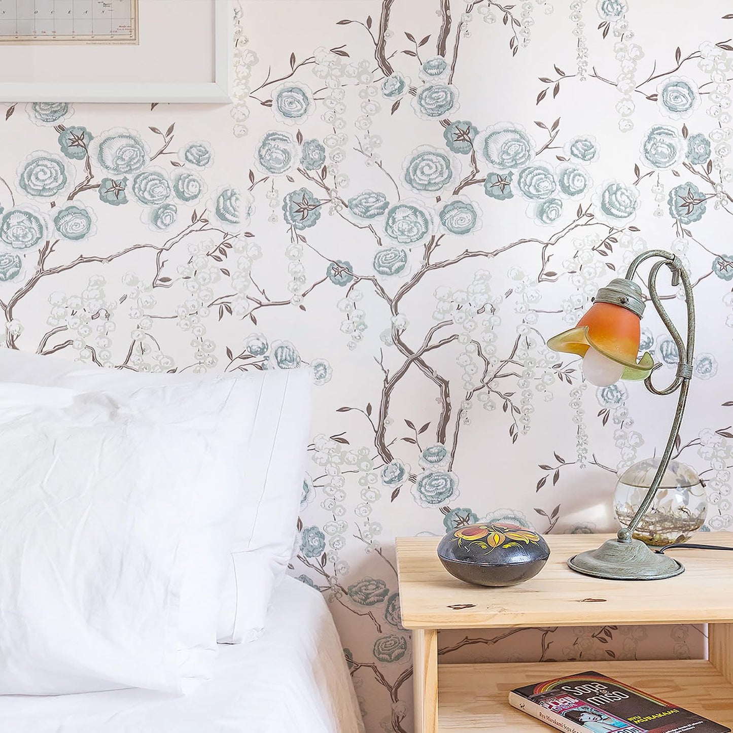 Orainege Blue Peony Floral Wallpaper Peel and Stick Wallpaper Floral Contact Paper Self Adhesive Removable Wall Paper for Bedroom Bathroom Decorative 17.7"x118.1"