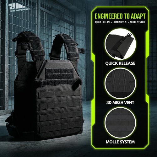 Greencity Weight Vest Adjustable Strength and Endurance Training, Tactical Vest Quick Release with Molle System, Fitness Workouts, Running