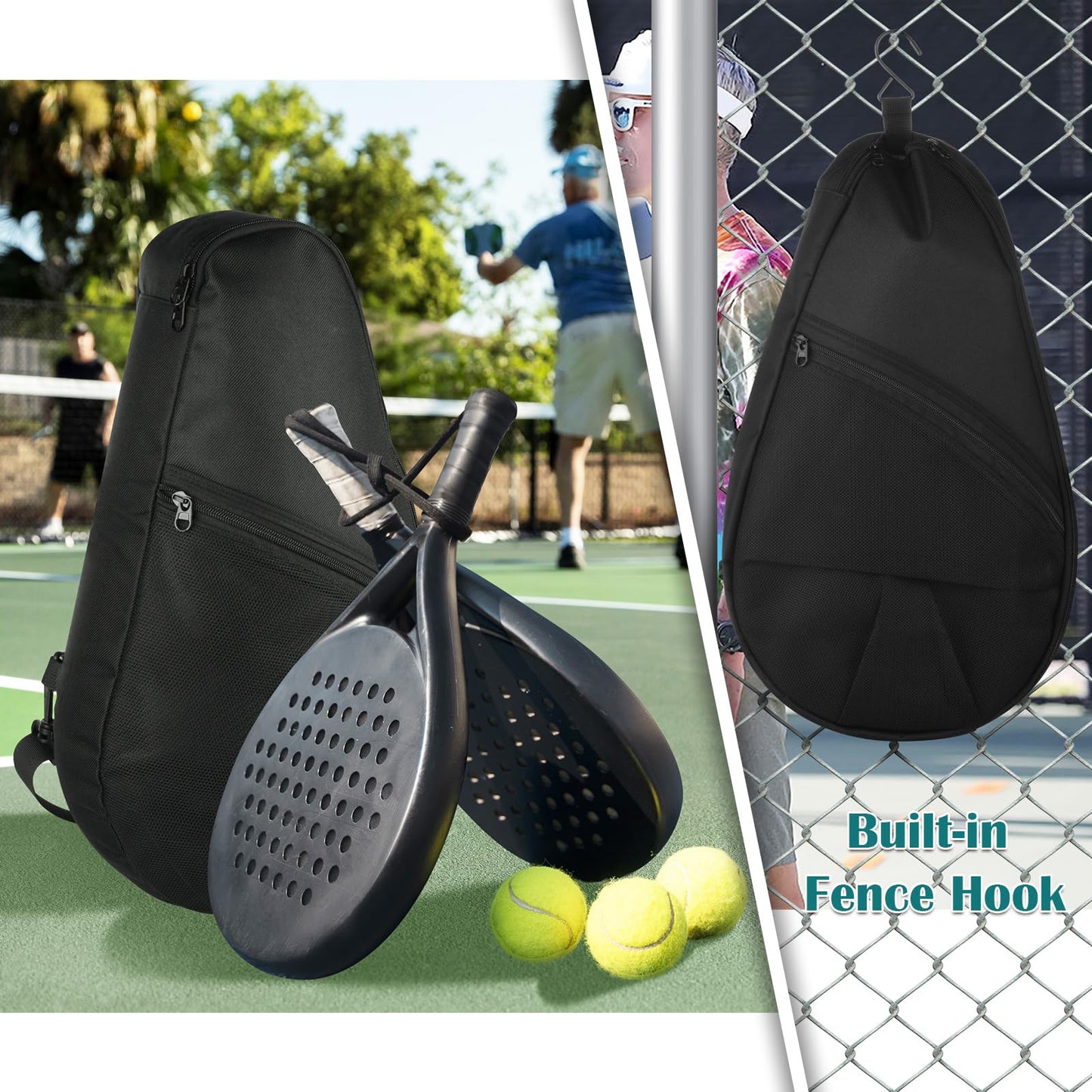 Cosmos Padel Racket Bag Pickleball Paddle Sling Backpack Padel Racquet Storage Bag - Padel (Paddel Tennis) Equipment Carrying Bag with Mesh Pocket for 2 Paddles, Balls, Water Bottle & Accessories