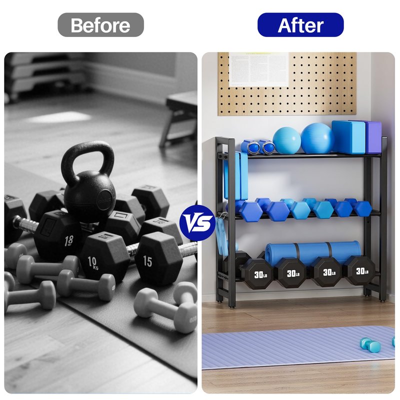 3 Tier Adjustable Dumbbell Rack – Heavy-Duty Weight Storage Stand for Dumbbells, 360 lb Total Capacity