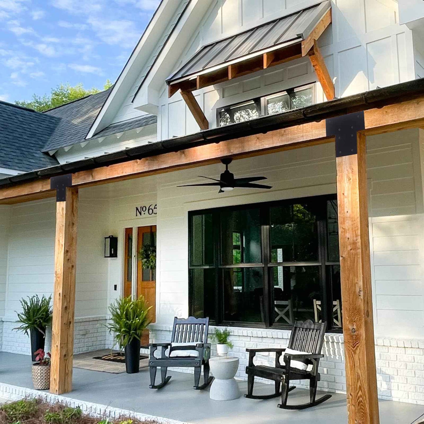 2PC 6x6 Post Cap Tie Bracket (Post 5.5"x5.5" / Beam 3.5"x5.5") – Heavy Duty Stainless Steel Wood Beam Connector, Post to Beam Support for Deck, Pergola, Patio – Black