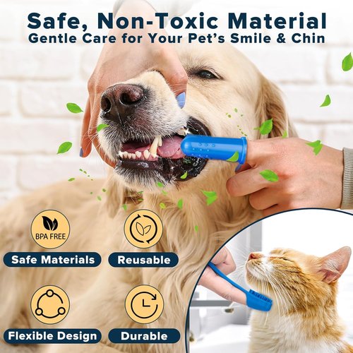 Augwind 6PCS Pet Grooming Kit - Dog Washing Gloves, Bath Brush & Supplies | Navy Blue