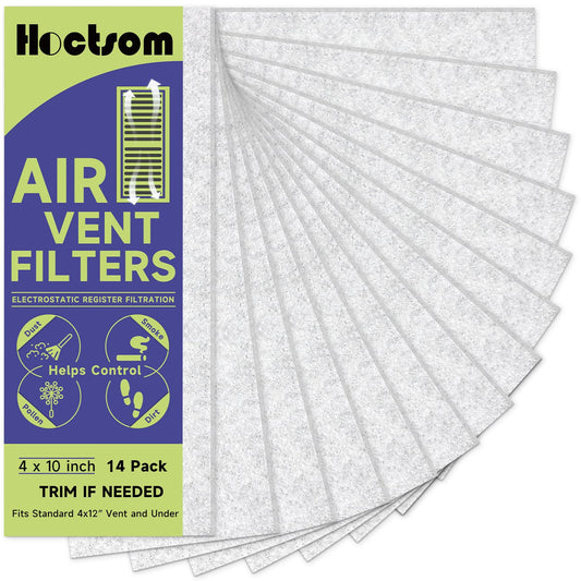 Air Vent Filter 4 x 10 Inch, Thin Air Vent Floor Heater Pre-Filter Sheet Work for Home Air Purifier, Floor Register, Ceiling 4" x 10" 14-Pack (White) Hoctsom
