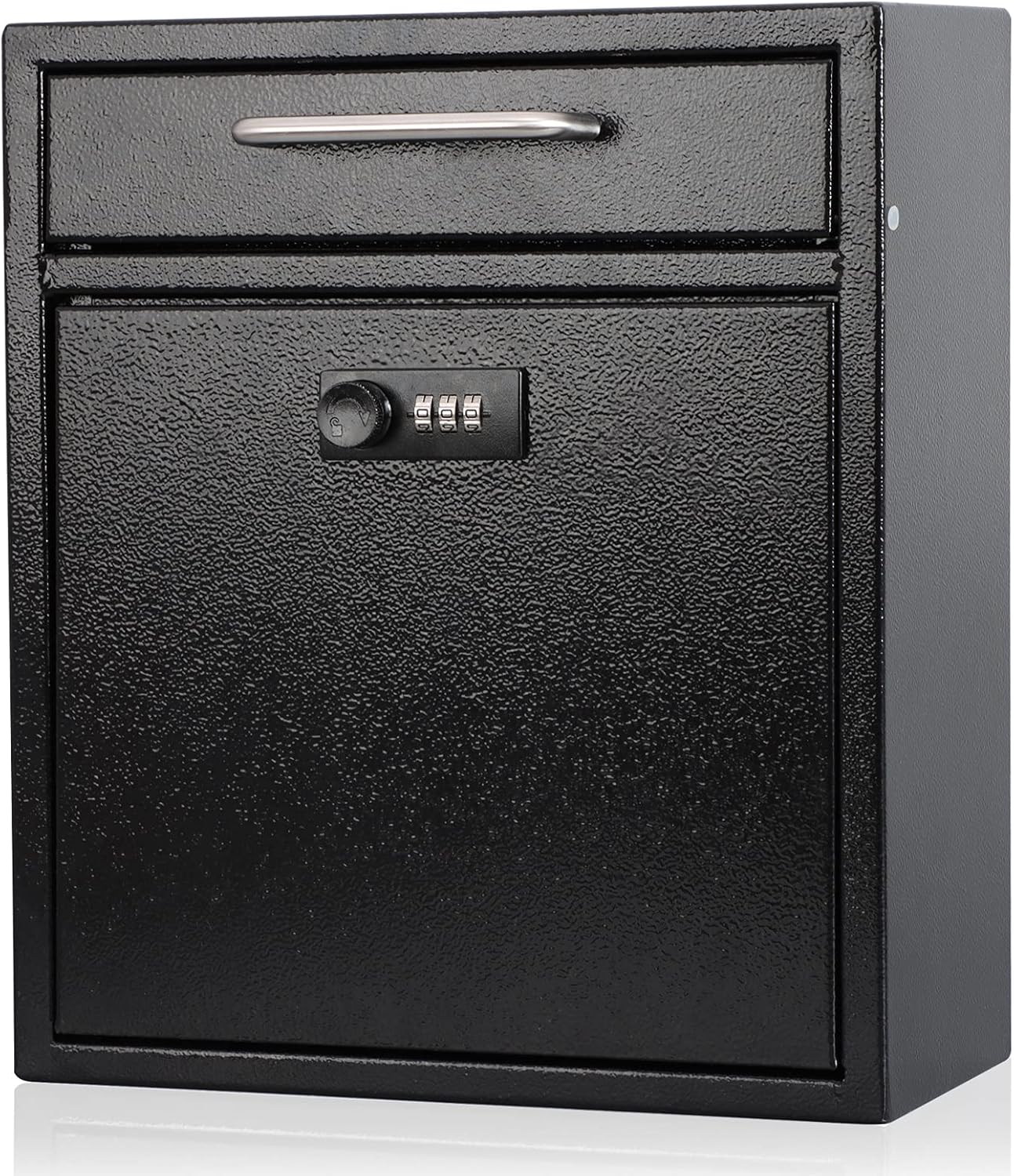 Secure Wall-Mount Mailbox with Lock | KYODOLED Large Steel Drop Box, Black, 16.2H x 11.22L x 4.72W