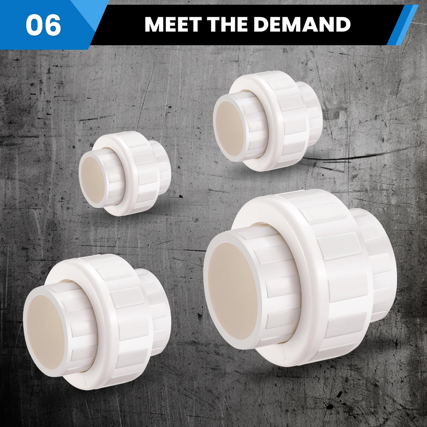 3/4“ Union Coupling Pipe Fitting (Socket x Socket), 4 Pcs Schedule 40 Heavy Duty Union Coupling Pipe Fitting for DIY PVC Creations.