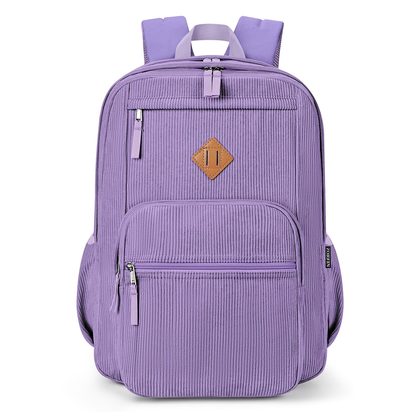 ZORFIN 26L Backpack for College, and Travel: Corduroy Bookbag - Deep Purple