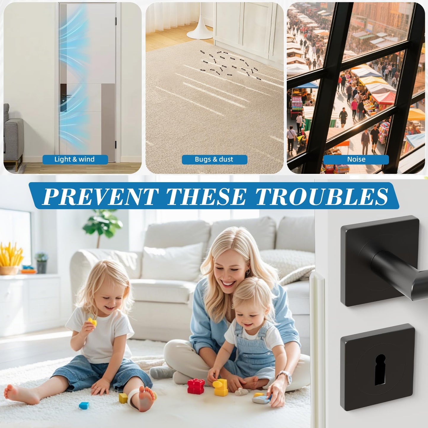 V-Shaped Weather Stripping Door Seal, 19.7FT Draft Stopper for Doors/Windows, Gaps, Dustproof, Soundproof & Thermal Insulating, Noise-Reducing, Light-Blocking Door Gap Filler