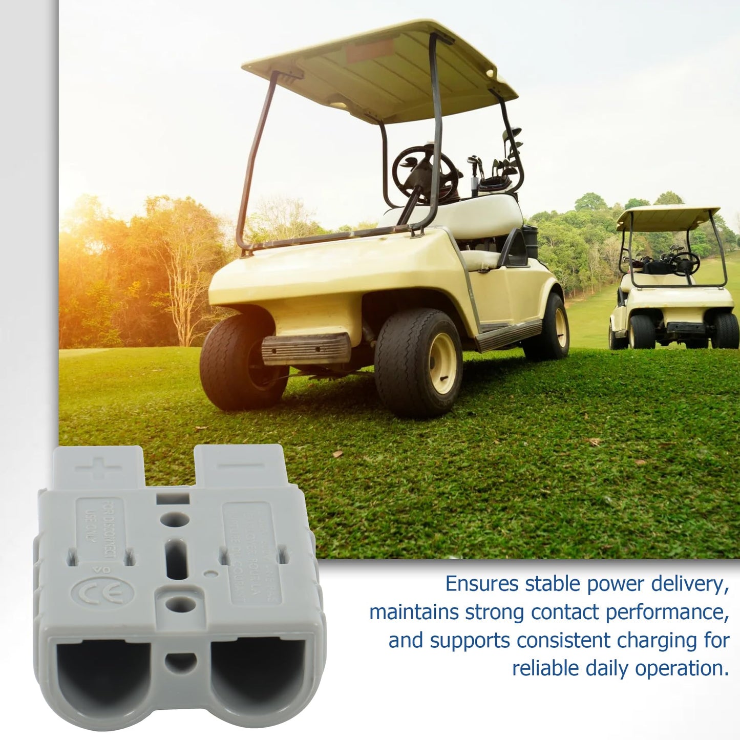 WFLNHB Gray Sb50 with 6G Contacts Cart Side Charger Plug Receptacle Replacement for EZGO 83-94