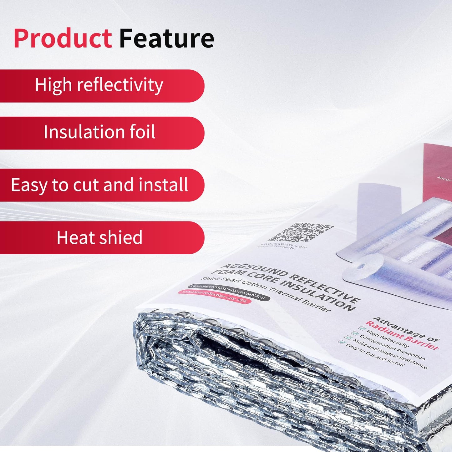 Aggsound Reflective Insulation Aluminum Foil Sheets 23.6 in X 10ft, Bubble Wrap for Packing Attic Door Insulation Cover, Window Tint for Home Heat Blocking, Window Film, Garage Door Screen,3mm