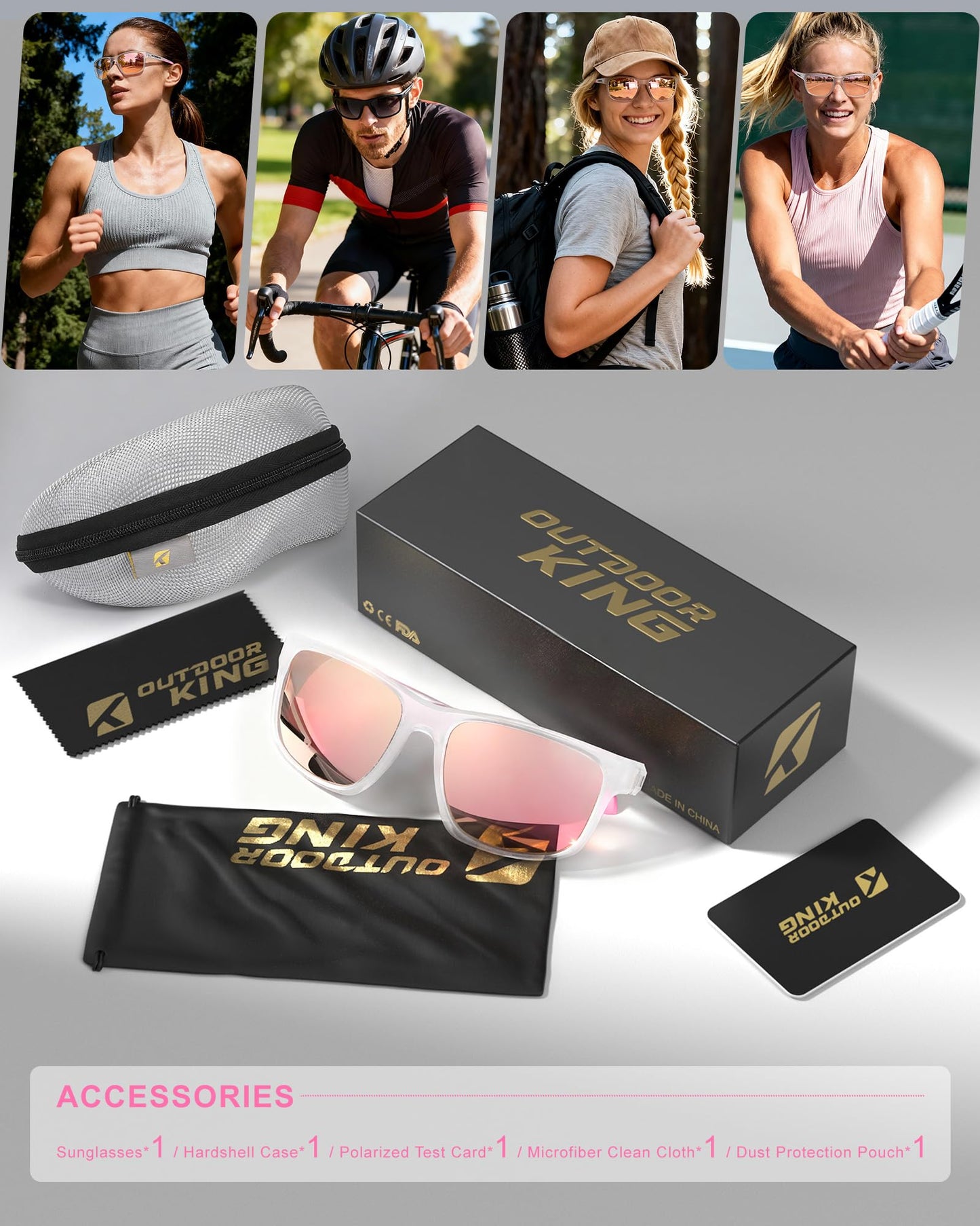 OUTDOORKING Polarized Running Sunglasses for Women Mens Sun Glasses for Cycling Fishing Driving Golf UV Protection