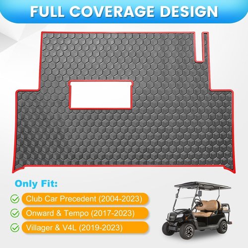 Golf Cart Floor Mat for Precedent Floor Mat, 3/10" Thickness Rubber Full Coverage Precedent Mat, Fit for Club Car Precedent (2004-2025) / Onward & Tempo (2017-2025) / Villager & V4L (2019-2025) Red