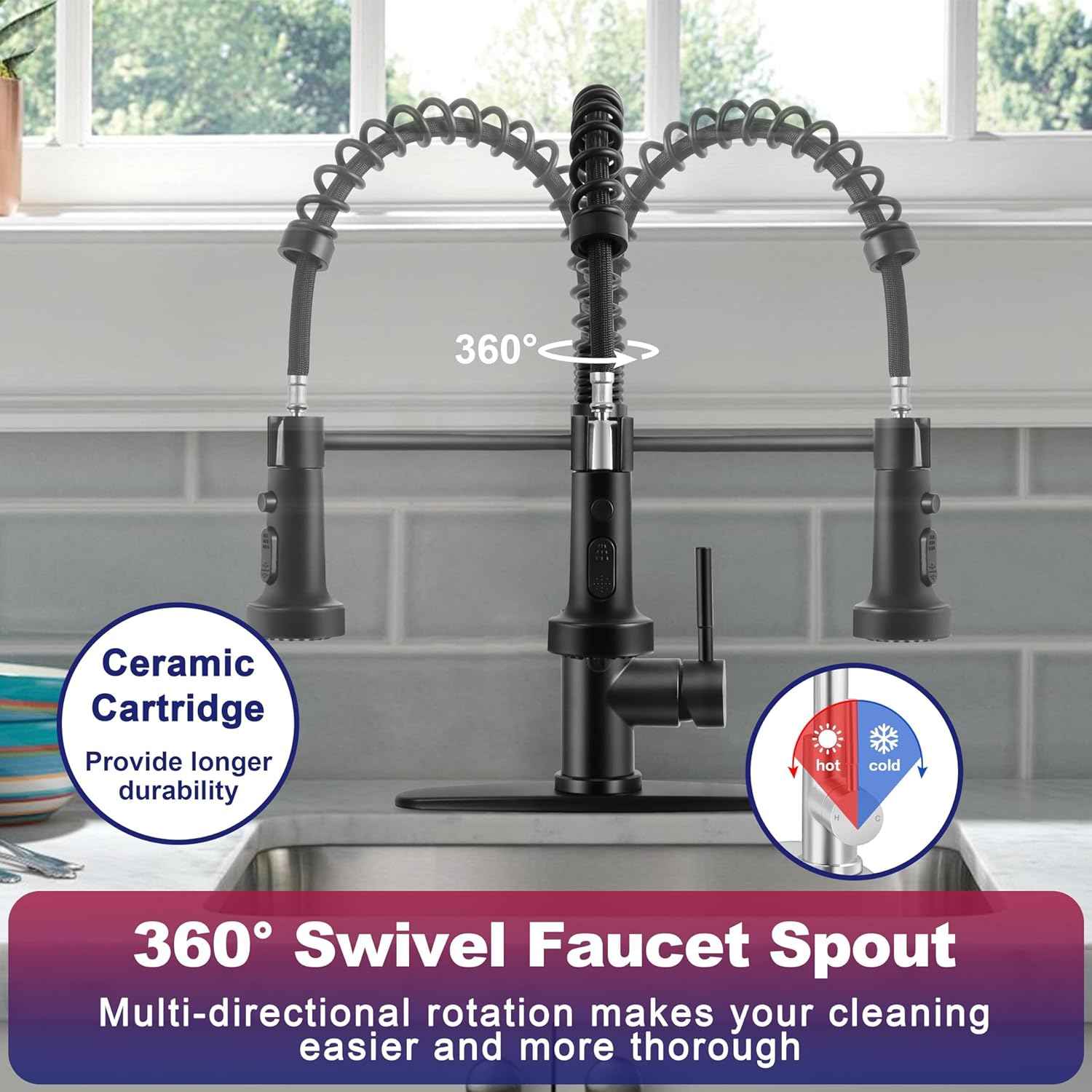 Touchless Kitchen Faucet with Soap Dispenser & Pull Down Sprayer - Commercial Grade Brushed Nickel