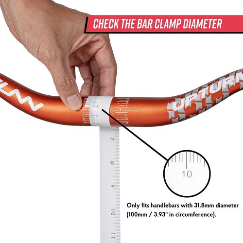 Funn Upturn High-Rise Mountain Bike Handlebar with Bar Clamp 31.8mm and Width 785mm, Durable and Lightweight Alloy Riser Handlebar for MTB and BMX Bike, Rise 75mm MTB Handlebar (Red)